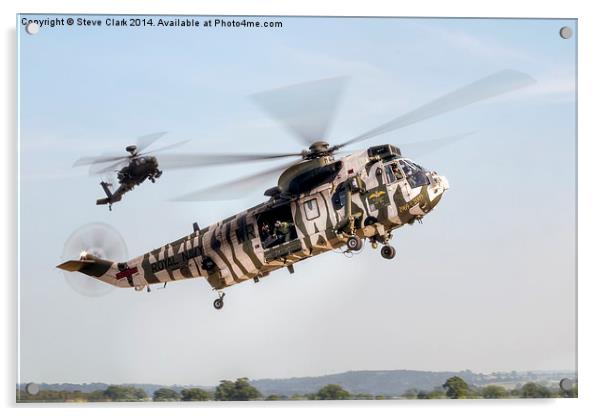 Sea King and Apache Helicopters Acrylic by Steve H Clark