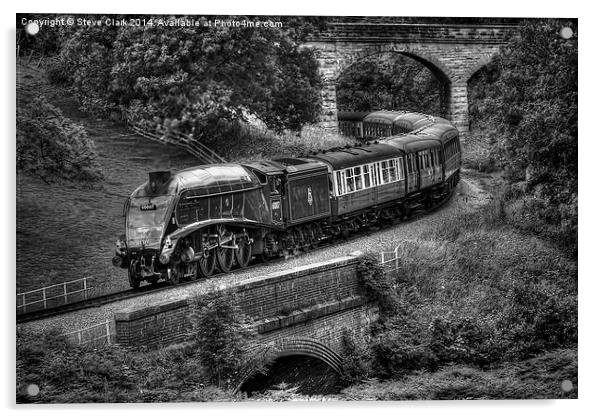  Sir Nigel Gresley Locomotive - Black and White Acrylic by Steve H Clark