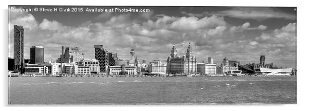  Liverpool's Iconic Waterfront - Monochrome Acrylic by Steve H Clark