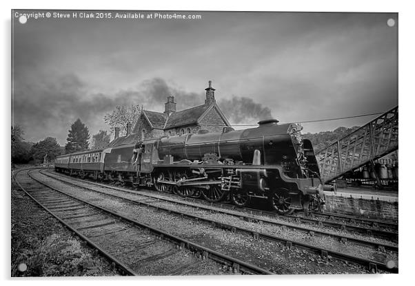 46100 Royal Scot  - Black and White Version Acrylic by Steve H Clark