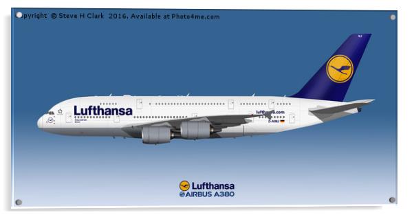 Illustration of Lufthansa Airbus A380 Acrylic by Steve H Clark