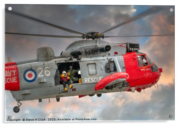 Royal Navy Search and Rescue Sea King Helicopter Acrylic by Steve H Clark