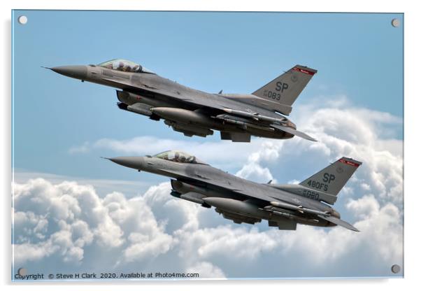 F16 Fighting Falcon Warhawks Acrylic by Steve H Clark