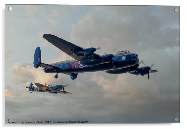  Two Icons - Lancaster and Spitfire Acrylic by Steve H Clark