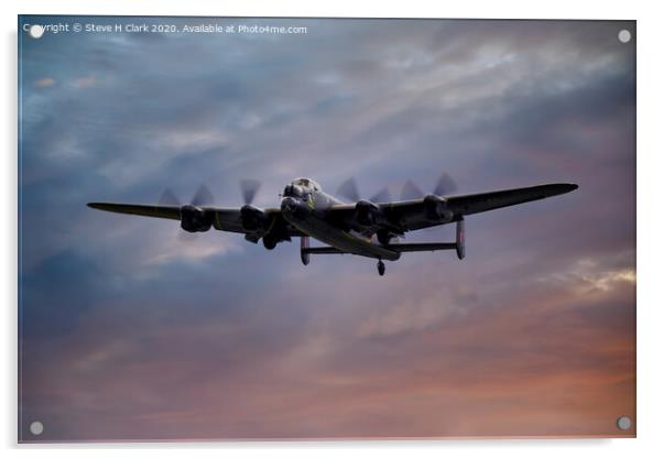 Avro Lancaster at Sunset Acrylic by Steve H Clark