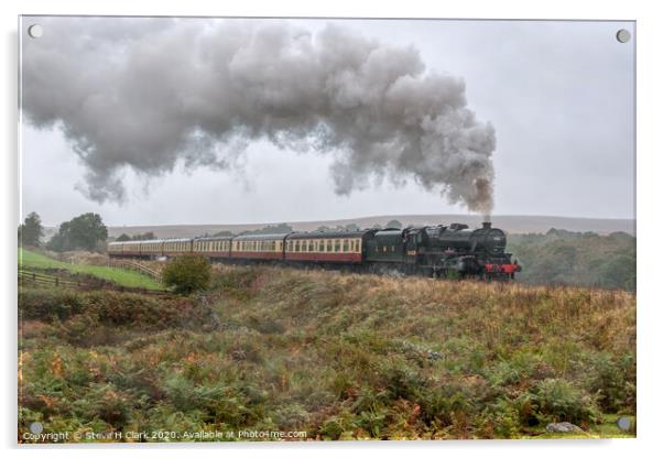 LMS Black 5 Number 5828 on a Misty Day on the Moor Acrylic by Steve H Clark