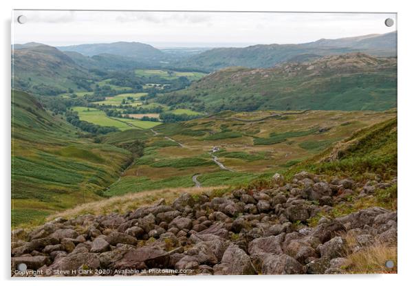 The Hardknott Pass  In The Lake District Acrylic by Steve H Clark