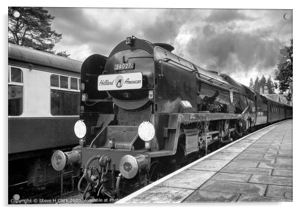 The Boat Train - Black and White Acrylic by Steve H Clark