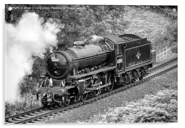 LNER K1 Class - Light Engine - Black and White Acrylic by Steve H Clark