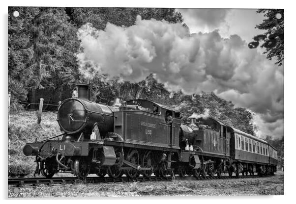 Two GWR Prairies - Black and White Acrylic by Steve H Clark