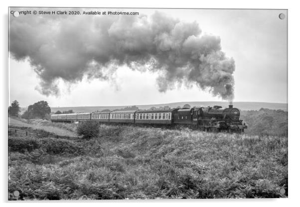 Black 5 on a misty day - Black and White Acrylic by Steve H Clark