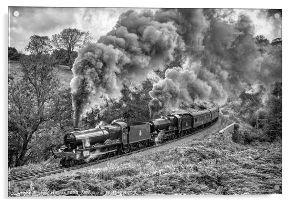 GWR Hall and King - Black and White Acrylic by Steve H Clark