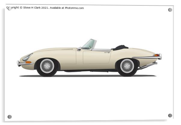 Jaguar E Type Roadster Old English White Acrylic by Steve H Clark