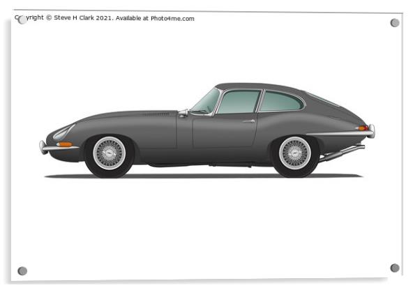 Jaguar E Type Fixed Head Coupe Gunmetal Acrylic by Steve H Clark