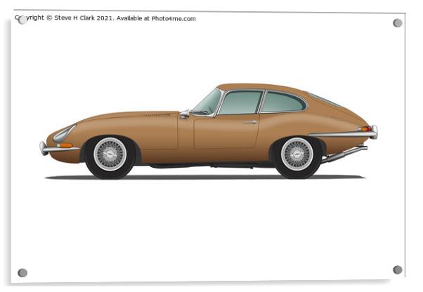 Jaguar E Type Fixed Head Coupe Bronze Acrylic by Steve H Clark