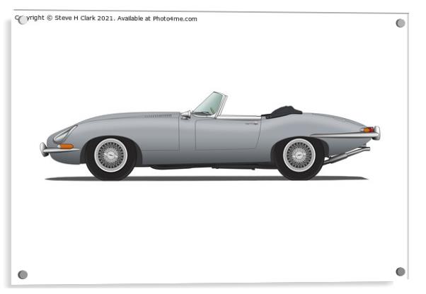 Jaguar E Type Roadster Mist Grey Acrylic by Steve H Clark