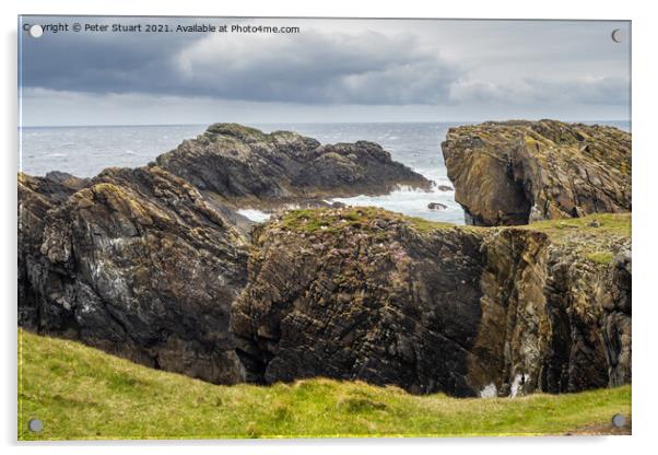 Rocks and Point at the Butt of Lewis Acrylic by Peter Stuart