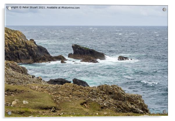 Rocks and Point at the Butt of Lewis Acrylic by Peter Stuart