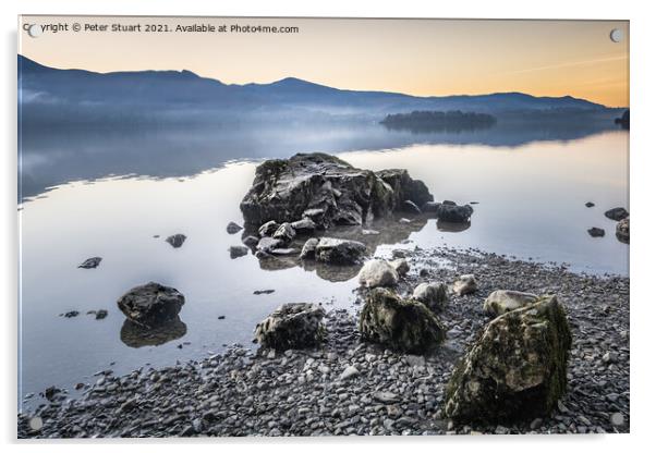 Cloud inversion on Lake Derwentwater near Keswick in the Lake Di Acrylic by Peter Stuart