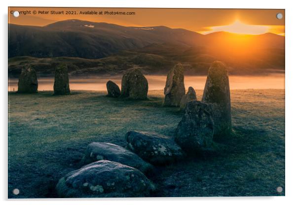 Sunrise at the Winter solstice at Castlerigg Stone Circle near K Acrylic by Peter Stuart