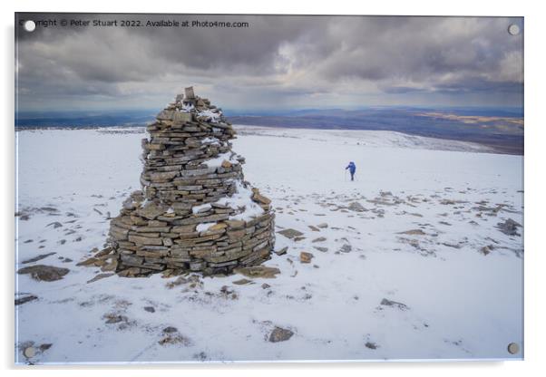 An ascent of Cross Fell on a cold snowy day in April Acrylic by Peter Stuart