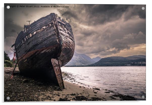 Corpach Shipwreck near Fort william in the Scottish Highlands Acrylic by Peter Stuart