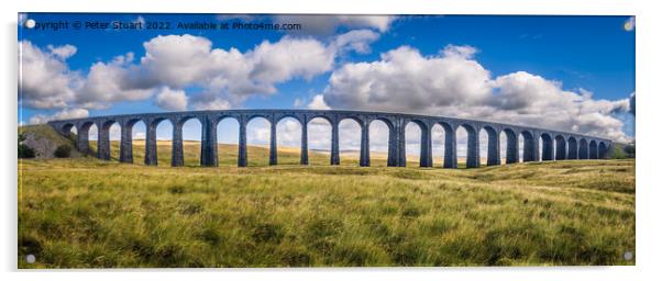 The Ribblehead Viaduct or Batty Moss Viaduct carries the Settle Carlisle line Acrylic by Peter Stuart