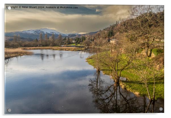 Ben Ledi from the river Teith at Callander Acrylic by Peter Stuart