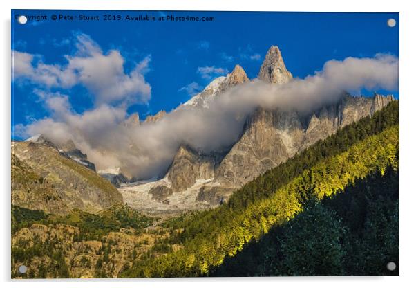 Aiguille du Dru, Chamonix, French Alps Acrylic by Peter Stuart