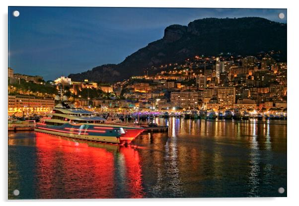 Monte Carlo at night. Acrylic by David Birchall