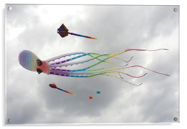 Novelty octopus kite. Acrylic by David Birchall