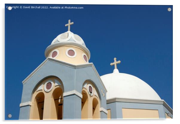 Santorini chapel. Acrylic by David Birchall