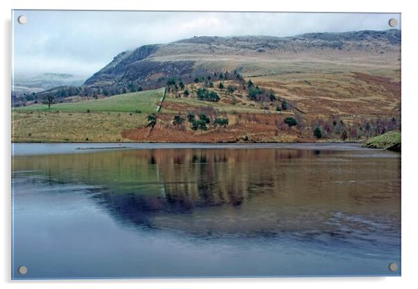 Dovestone Reservoir landscape. Acrylic by David Birchall