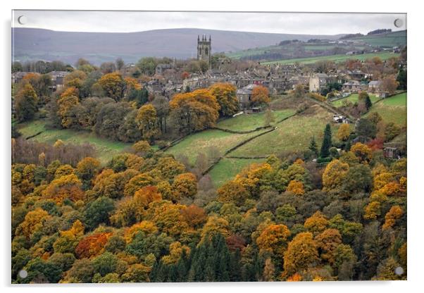 View to Heptonstall from Old Town. Acrylic by David Birchall