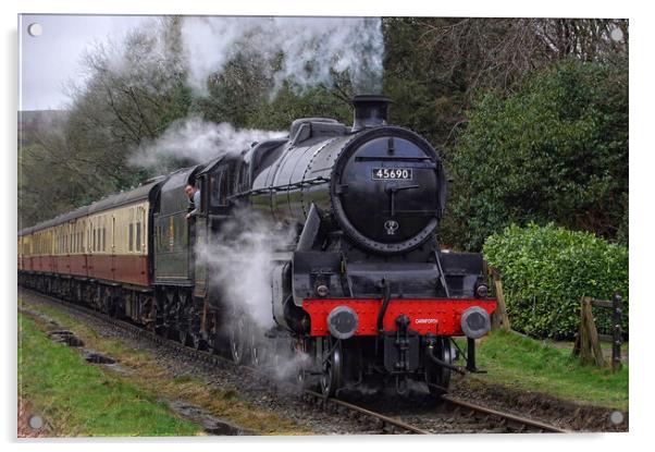Steam locomotive 45690 Leander. Acrylic by David Birchall