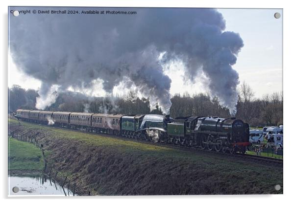 Steam locomotive double header. Acrylic by David Birchall