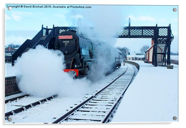 46233 Duchess Of Sutherland in snow. Acrylic by David Birchall