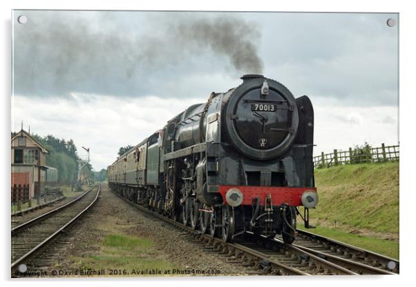 70013 Oliver Cromwell arriving at Quorn and Woodho Acrylic by David Birchall