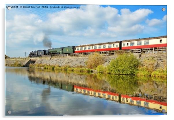 Steam train reflections at Butterley Reservoir Acrylic by David Birchall