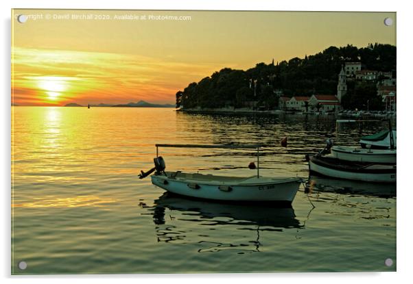 Sunset at Cavtat, Croatia. Acrylic by David Birchall
