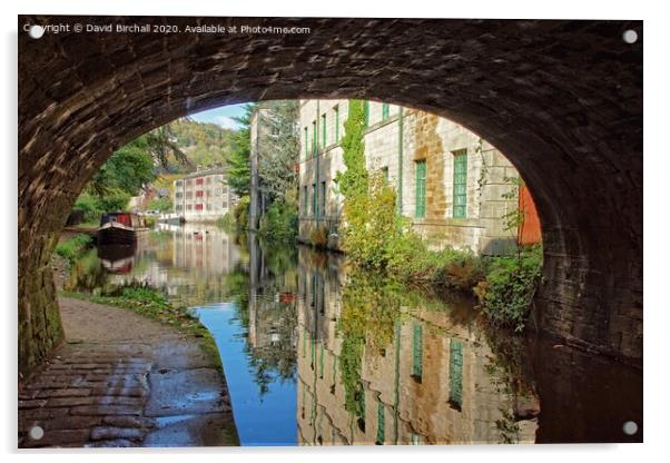 Canalside reflections at Hebden Bridge, West Yorks Acrylic by David Birchall