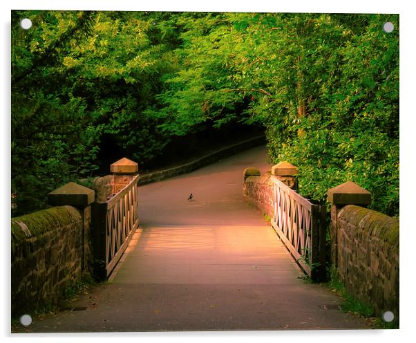  Saltwell Park Sunny Bridge Acrylic by Helen Holmes