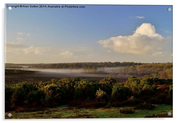 New Forest Misty Morn Acrylic by Alan Sutton