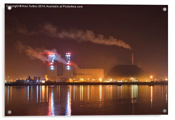 Marchwood Dome by night. Acrylic by Alan Sutton