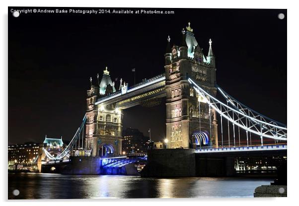   Tower Bridge London at Night Acrylic by A B
