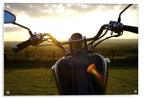 bikers sunset Acrylic by tom crockford