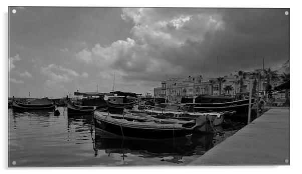 Fishing Boat, Malta Acrylic by Louise Theodorou