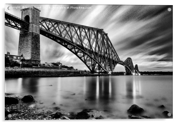 Forth Rail Bridge Black & White Acrylic by bryan hynd