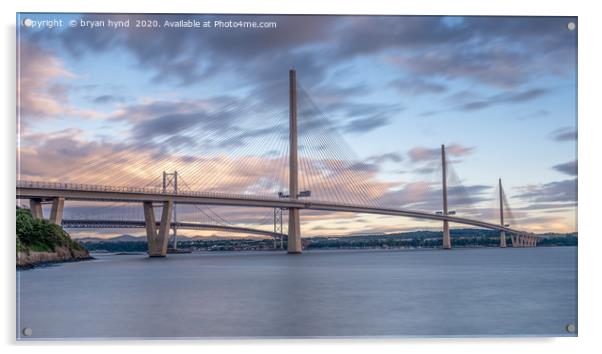 Queensferry Crossing Panorama  Acrylic by bryan hynd