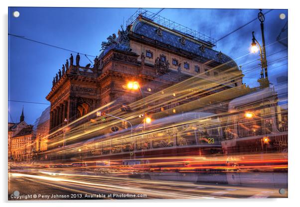 Lightning Tram Acrylic by Perry Johnson